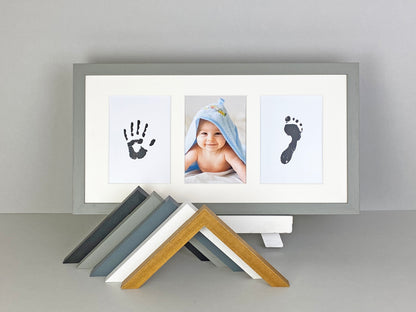 Capture The Memory Frames. Handmade Photo Frame for Baby's Hand&Foot Prints, Inkless kit included. 25x50cm. A Perfect Gift for New Parents.
