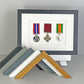 Military and Service Medal display Frame for Three Medals. A4.