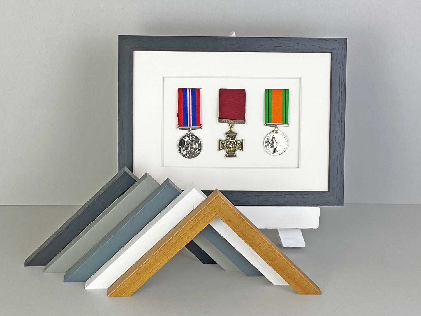 Military and Service Medal display Frame for Three Medals. A4.
