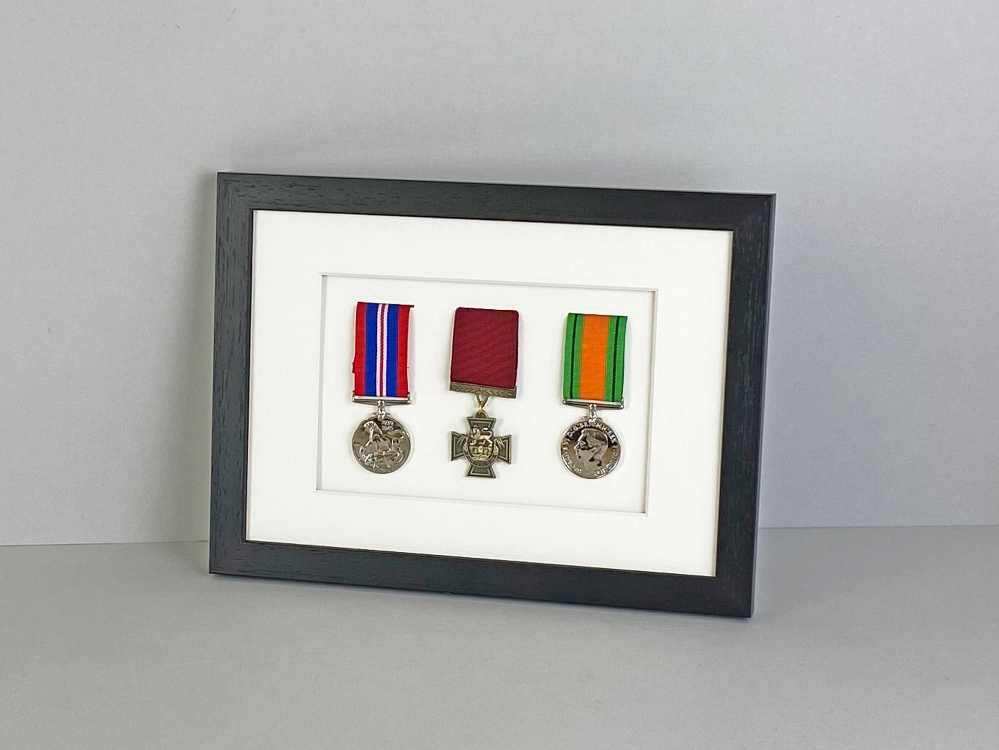 Military and Service Medal display Frame for Three Medals. A4. - PhotoFramesandMore - Wooden Picture Frames