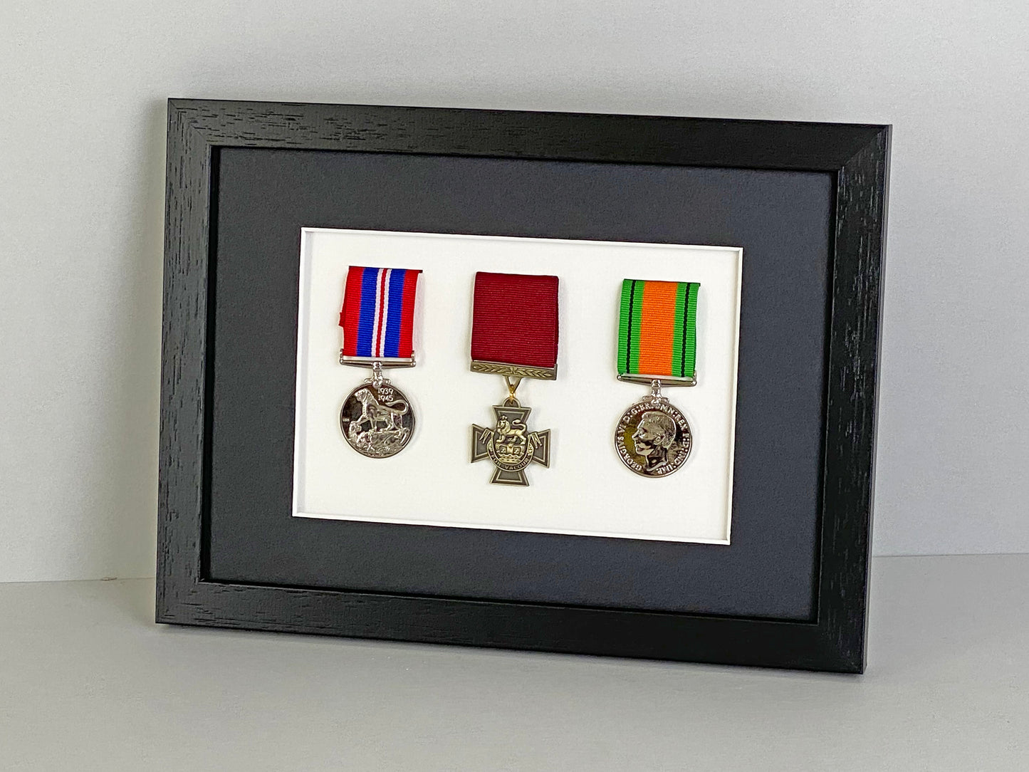 Military and Service Medal display Frame for Three Medals. A4. - PhotoFramesandMore - Wooden Picture Frames