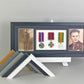 Military and Service Medal display Frame for Three Medals and two 6x4" Photographs. 20x50cm.