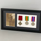 Military and Service Medal display Frame for Three Medals and a 6x4" Photograph. 20x40cm.
