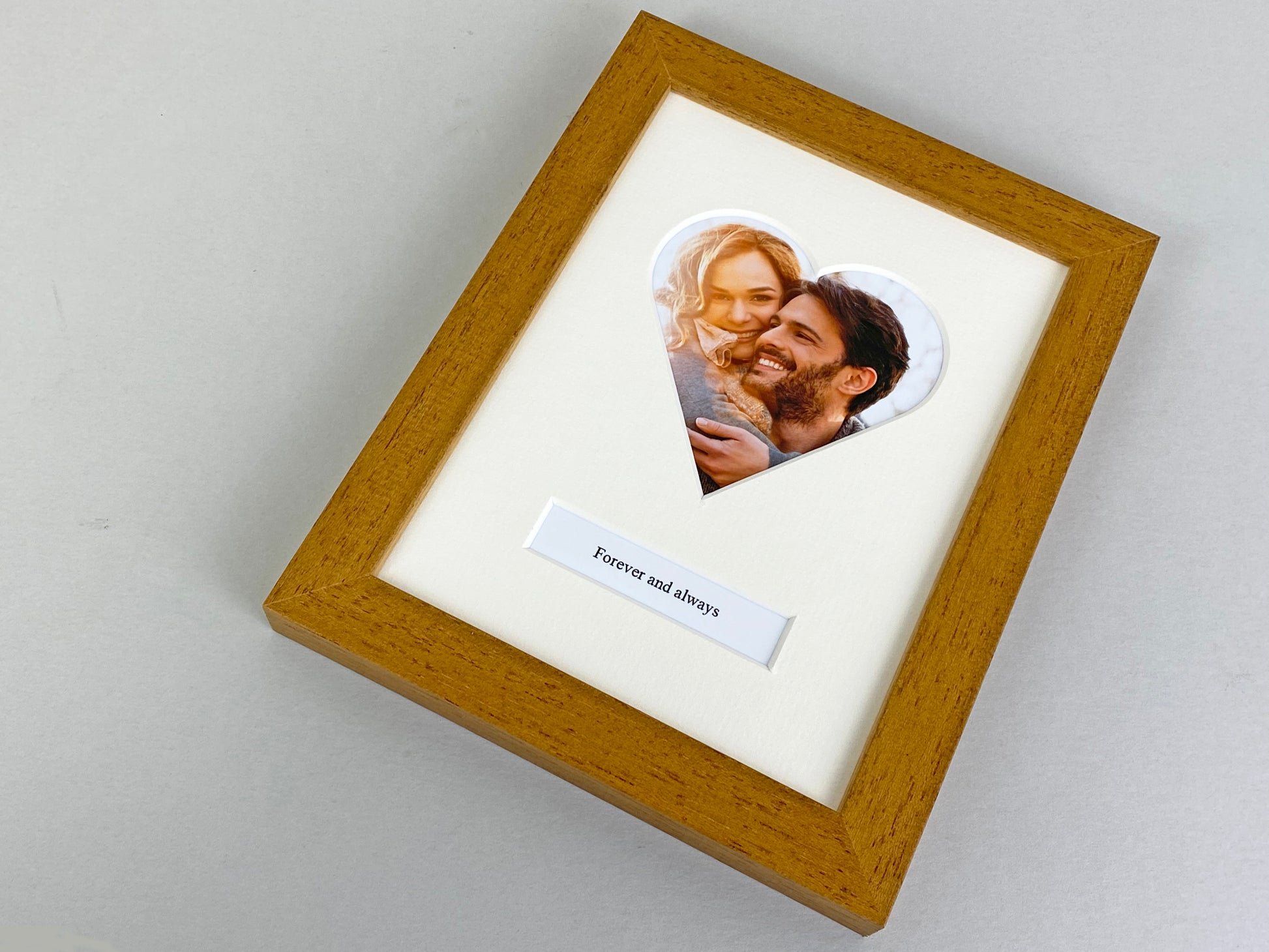 Heart Shaped Caption Frames. Add your Personalised Text and Photo to treasure a special Memory. Available in a selection of colours and Sizes. - PhotoFramesandMore - Wooden Picture Frames