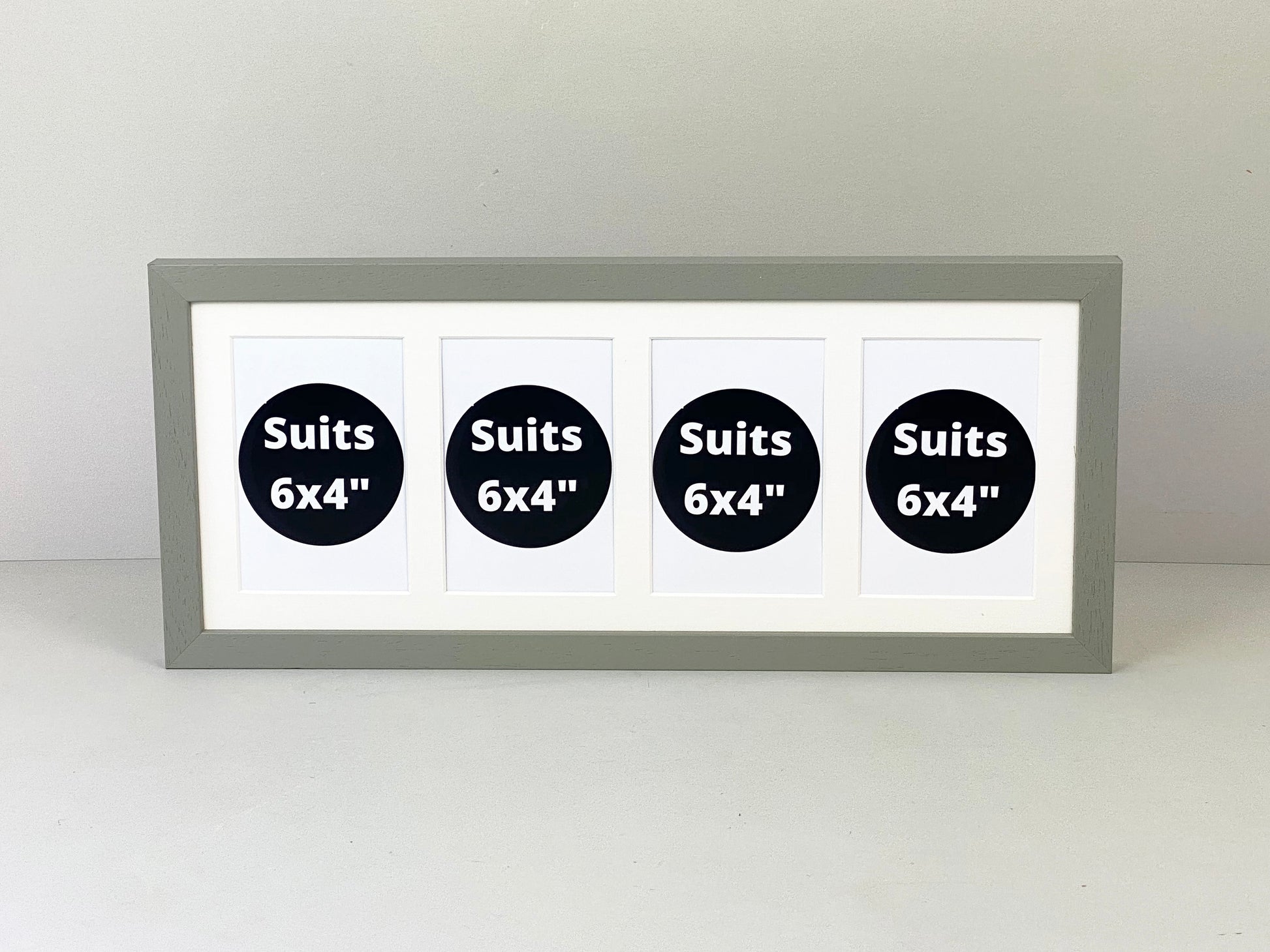 Suits Four 6x4" photos. 20x50cm. Wooden Multi Aperture Frame. - PhotoFramesandMore - Wooden Picture Frames