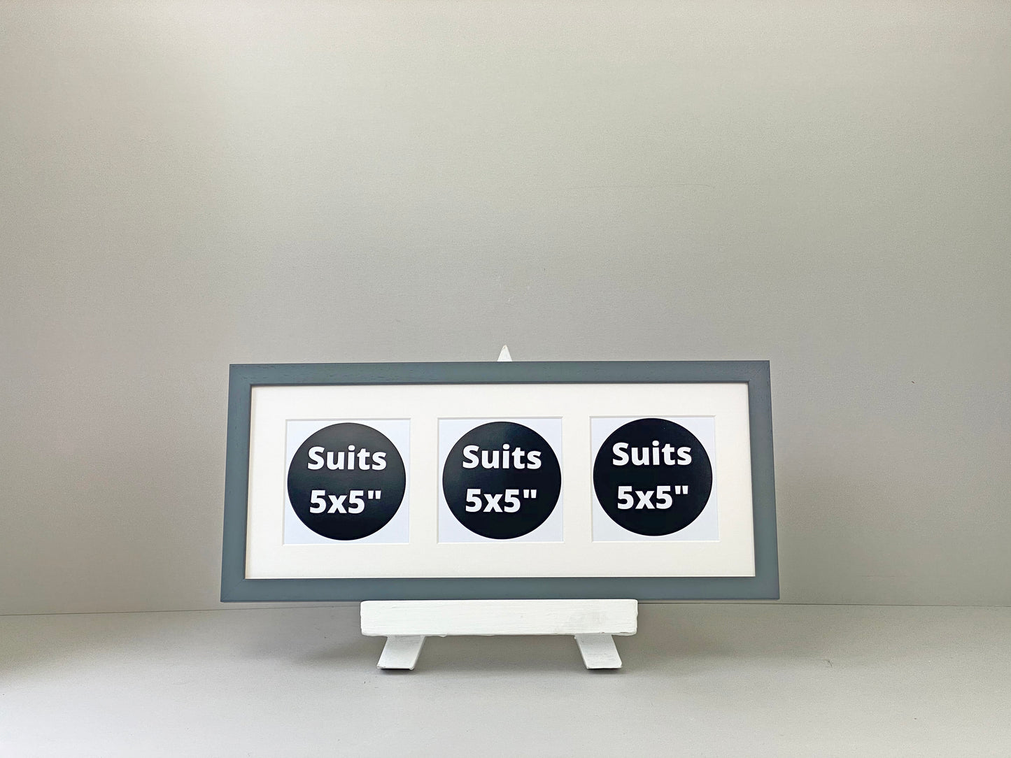 Suits Three 5x5" pictures. 20x50cm. Wooden Multi Aperture Photo Frame. - PhotoFramesandMore