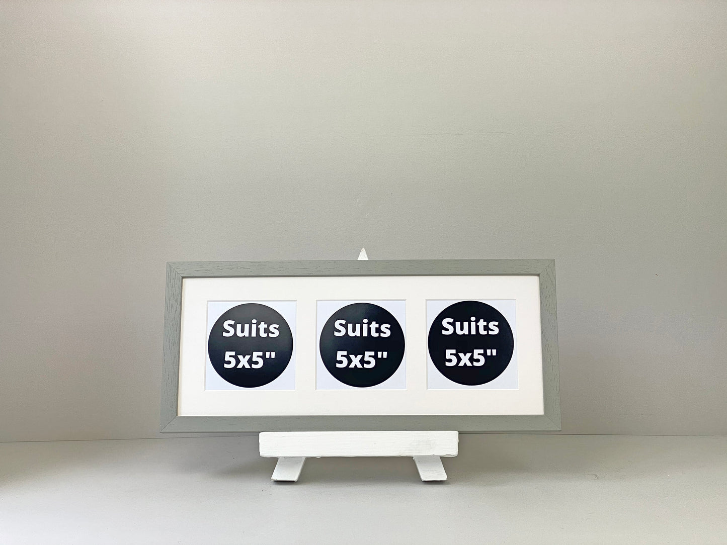 Suits Three 5x5" pictures. 20x50cm. Wooden Multi Aperture Photo Frame. - PhotoFramesandMore