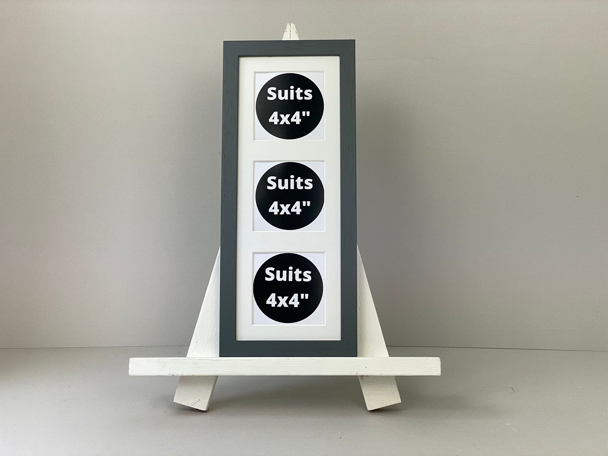 Suits Three 4x4" photos. 15x40cm. Portrait or Landscape. Wooden Collage Photo Frame. - PhotoFramesandMore - Wooden Picture Frames