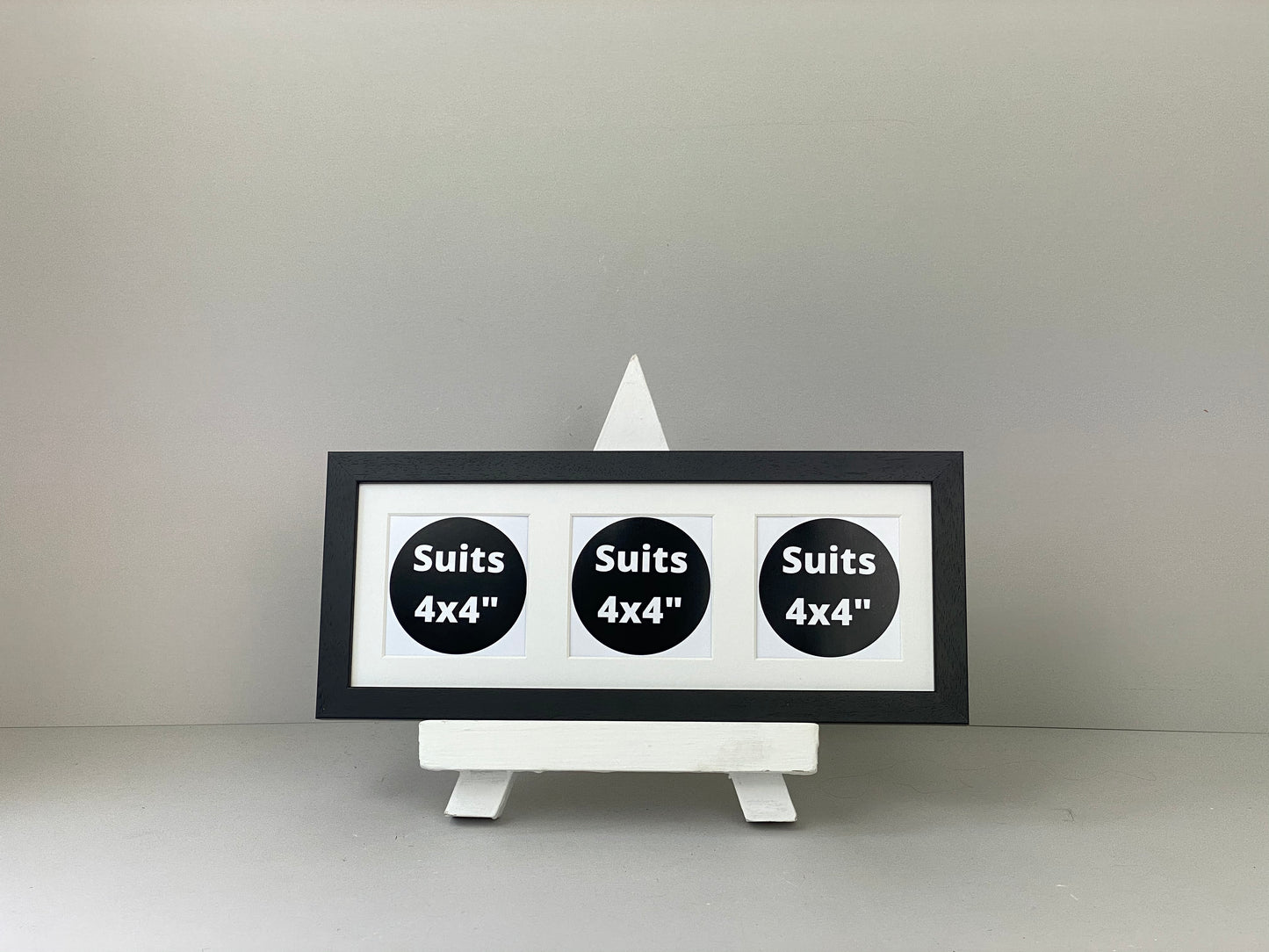 Suits Three 4x4" photos. 15x40cm. Portrait or Landscape. Wooden Collage Photo Frame. - PhotoFramesandMore - Wooden Picture Frames