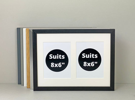 Suits Two 8x6" photos. 30x40cm. Wooden Multi Aperture Photo Frame. - PhotoFramesandMore