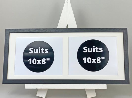 Suits Two 10x8" Photos. 25x60cm. Wooden Multi Aperture Photo Frame. - PhotoFramesandMore - Wooden Picture Frames