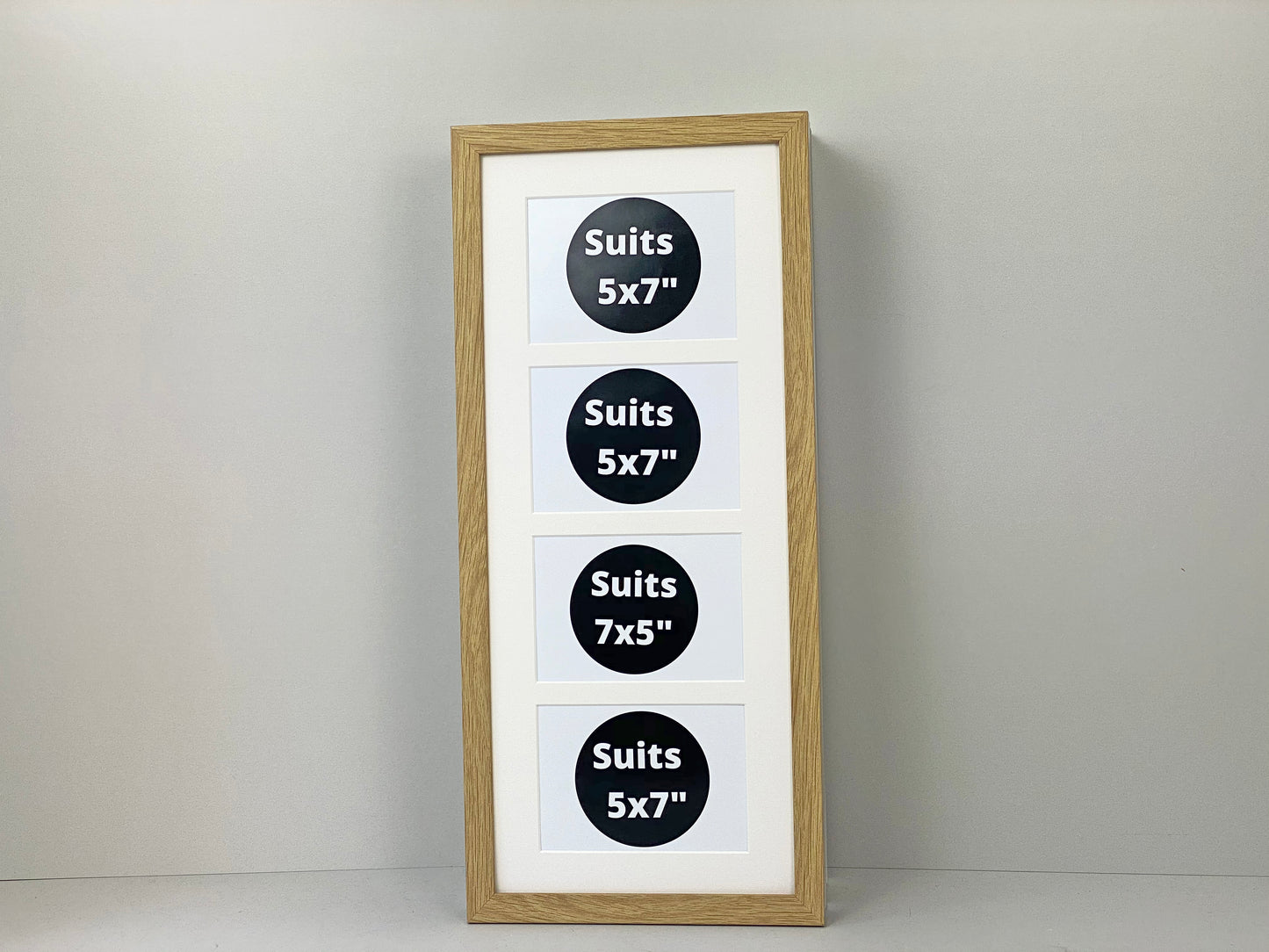Suits Four 5x7" Photos. 25x60cm. Wooden Collage Picture Frame.