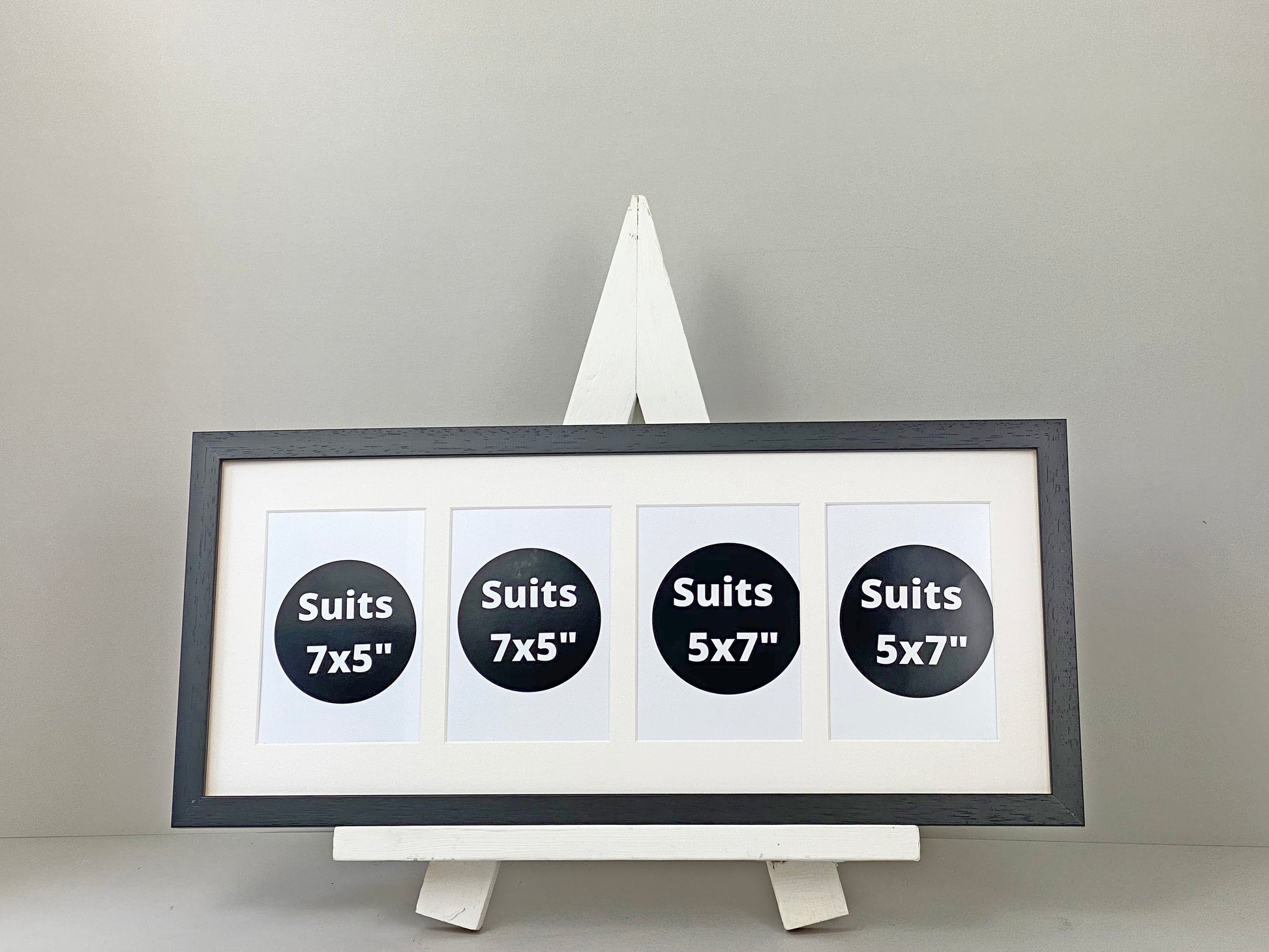 Suits Four 5x7" Photos. 25x60cm. Wooden Collage Picture Frame. - PhotoFramesandMore