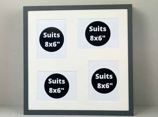 Suits Four 8x6" photos. 50x50cm. Wooden Multi Aperture Photo Frame. - PhotoFramesandMore