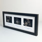 Landscape Baby Scan frame. Suits three Scans and three Text Boxes. Optional Personalisation - PhotoFramesandMore - Wooden Picture Frames