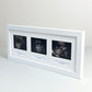 Landscape Baby Scan frame. Suits three Scans and three Text Boxes. Optional Personalisation - PhotoFramesandMore - Wooden Picture Frames