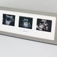 Landscape Baby Scan Frame for Three Scans and one Text Box. Optional Personalisation. - PhotoFramesandMore - Wooden Picture Frames