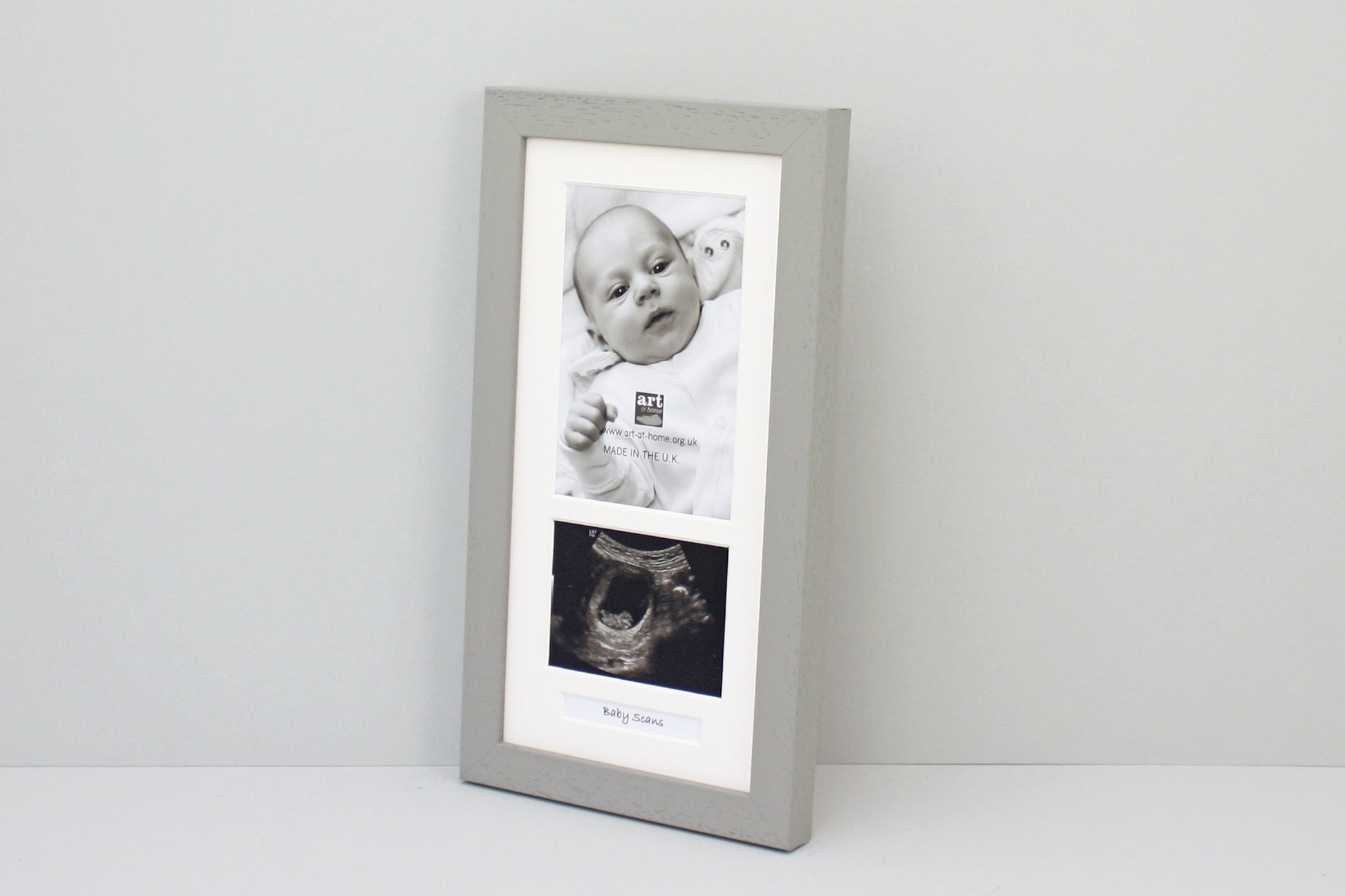 Portrait Baby Scan Frame for 6x4" photo, sonogram and text. Optional Personalisation - PhotoFramesandMore - Wooden Picture Frames