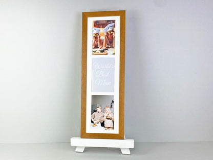 Personalised Mothers day Multi Aperture Photo Frame. Portrait. Holds Three 6x4" Photos, 15x50cm. - PhotoFramesandMore - Wooden Picture Frames