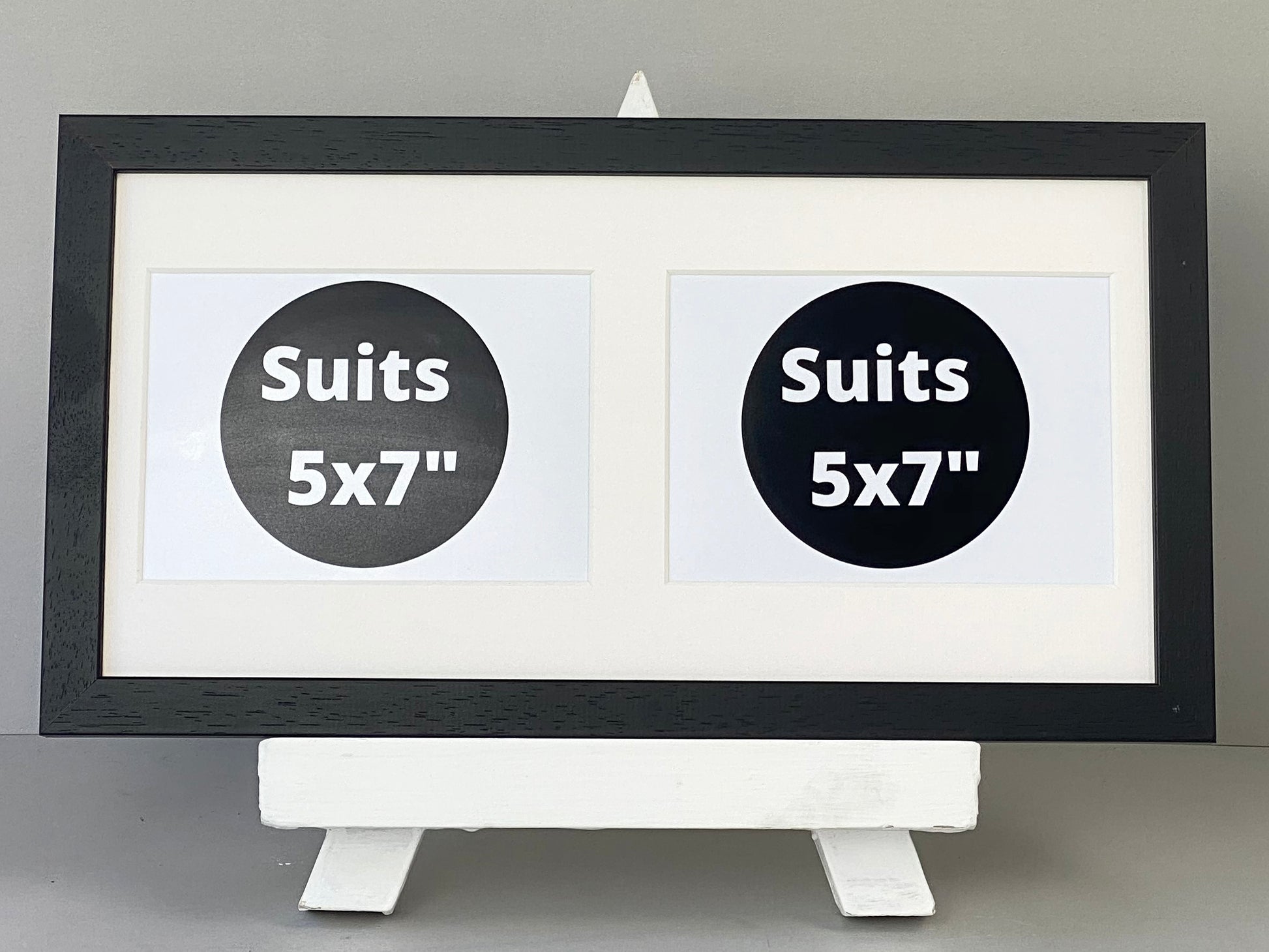 Suits two 5x7" Photos. 20x40cm. Wooden Multi Aperture photo Frame. - PhotoFramesandMore