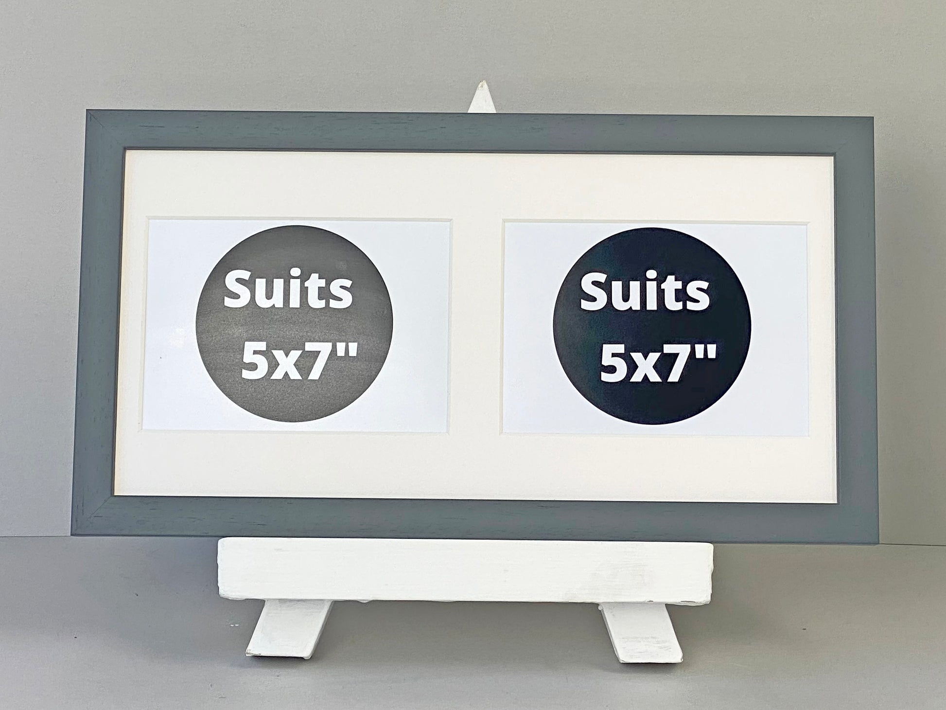 Suits two 5x7" Photos. 20x40cm. Wooden Multi Aperture photo Frame. - PhotoFramesandMore