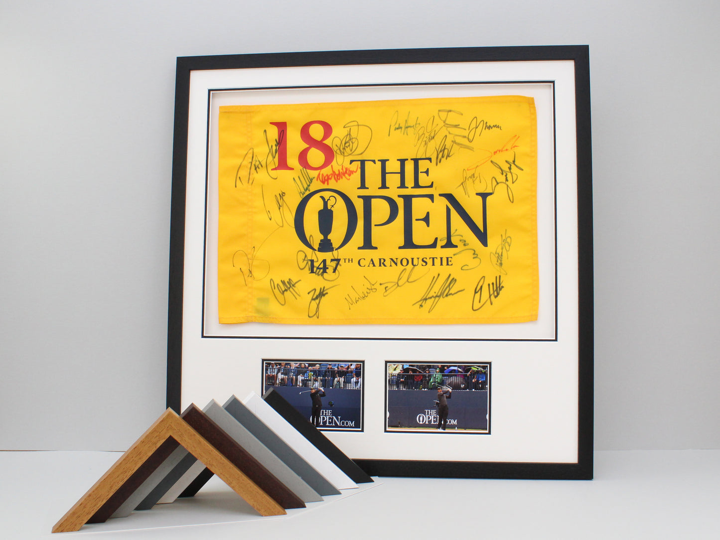 Flag Display Frame, with two photographs. Perfect for Golf Flags.