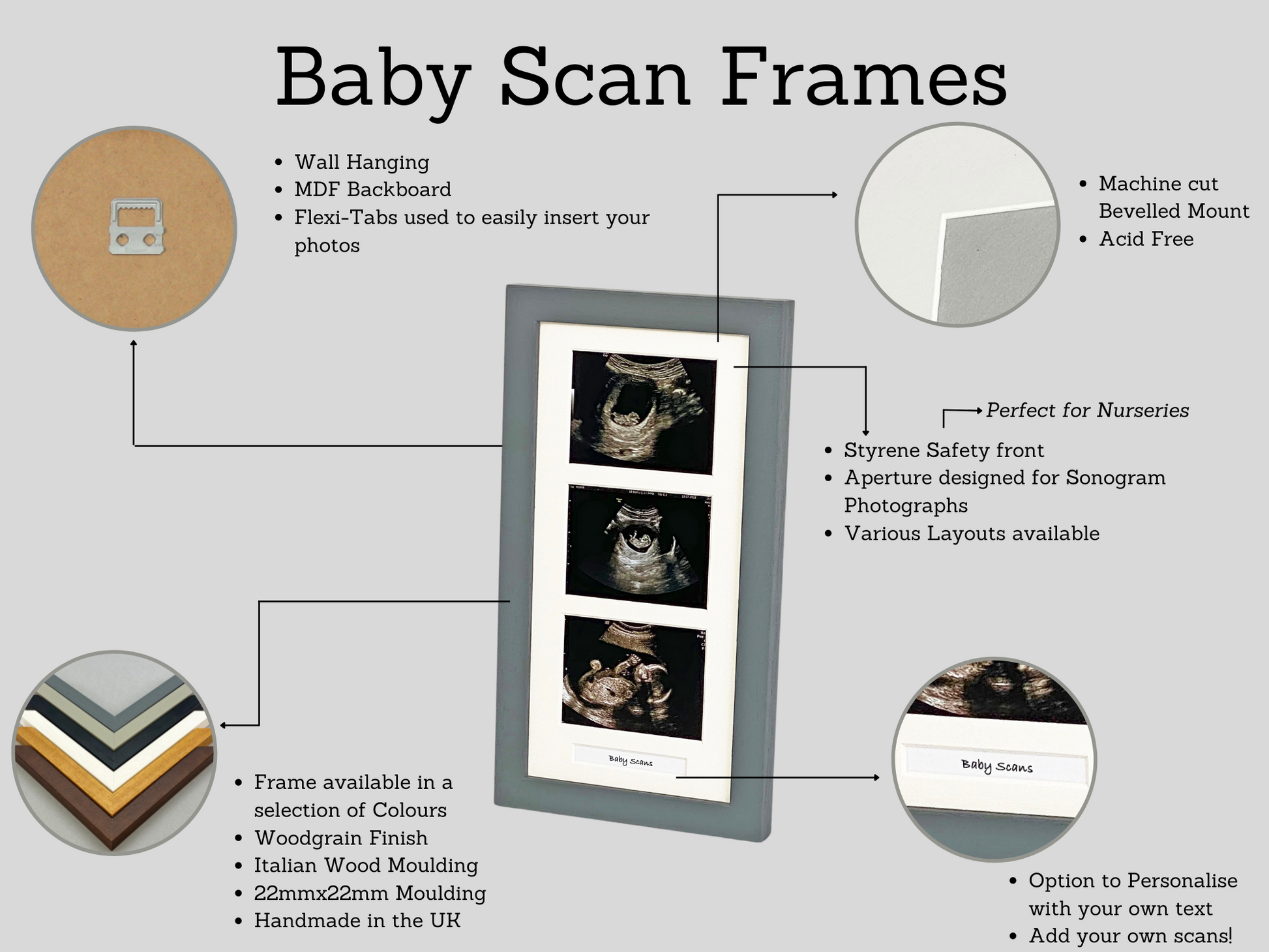 Baby Scan Photo Frame Landscape Multi aperture Frame for Four