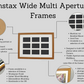 Instax Wide. Suits Five Instax wide sized Photos, Visual aperture 9.5x5.8cm. 20x50cm Wooden Multi Aperture Frame.