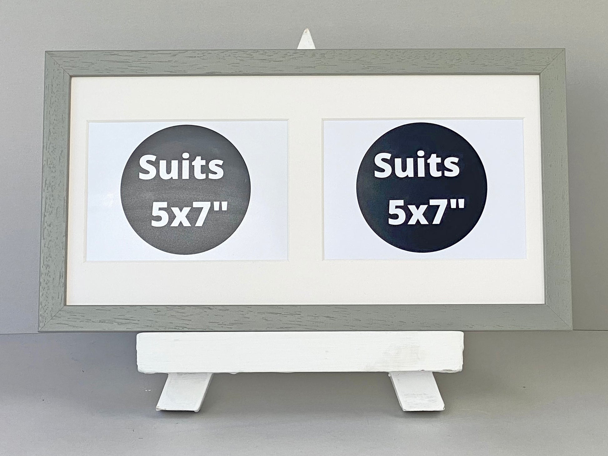 Suits two 5x7" Photos. 20x40cm. Wooden Multi Aperture photo Frame. - PhotoFramesandMore