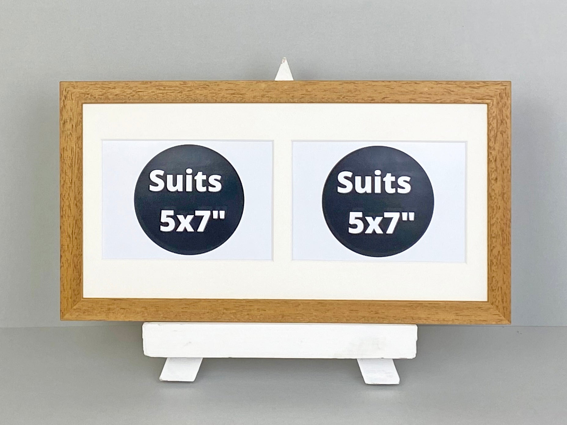 Suits two 5x7" Photos. 20x40cm. Wooden Multi Aperture photo Frame. - PhotoFramesandMore