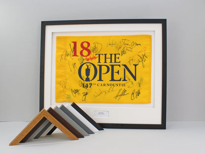 Personalised Flag Display Frame, with text box. Perfect for Golf Flags.
