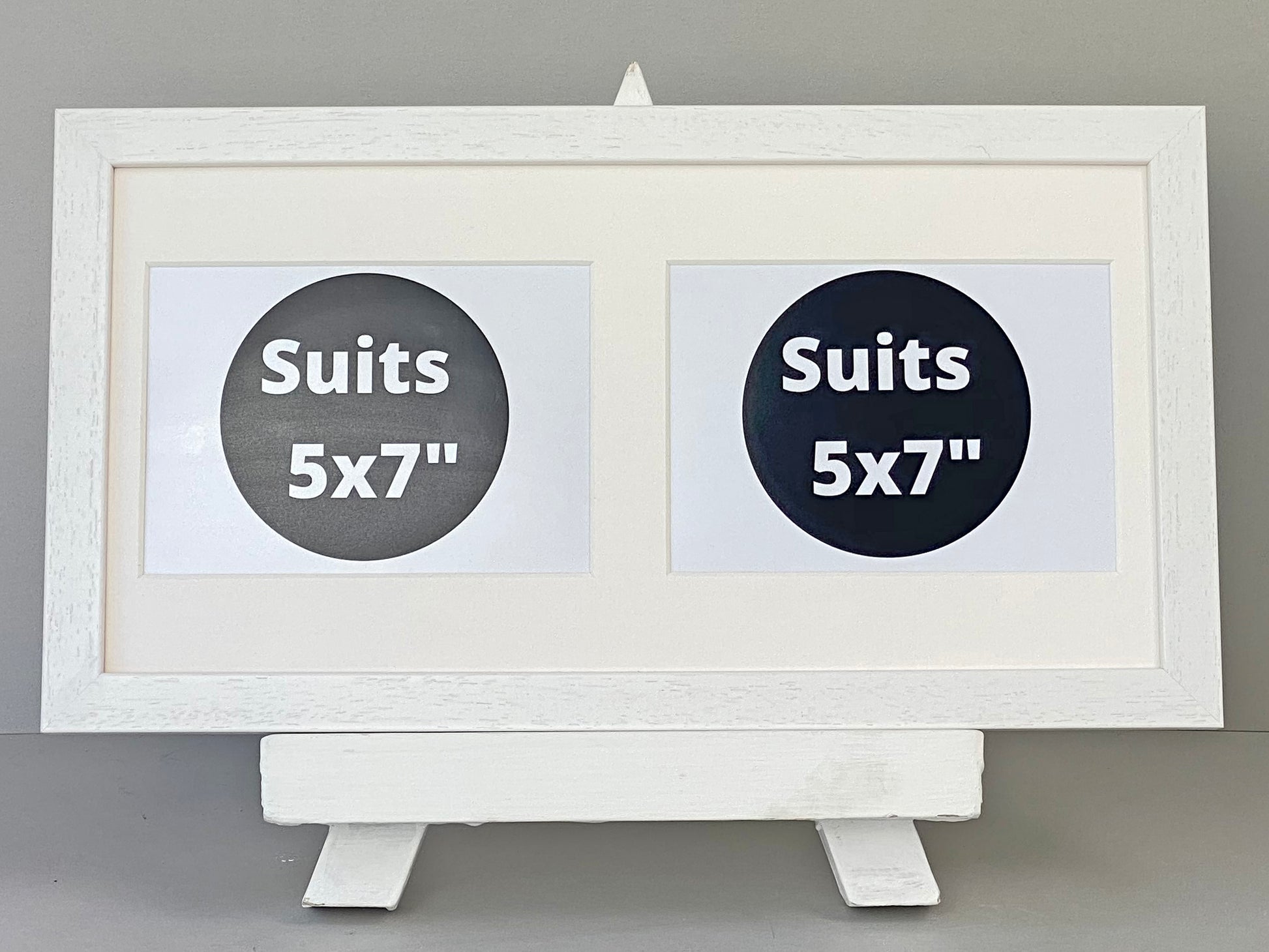 Suits two 5x7" Photos. 20x40cm. Wooden Multi Aperture photo Frame. - PhotoFramesandMore